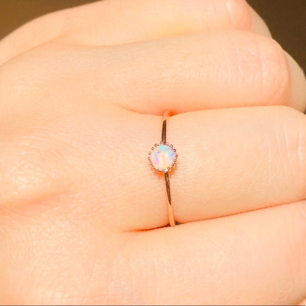 NEW Round Opal Rose Gold Ring - Picture 6 of 8